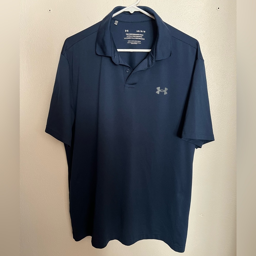 UNDER ARMOUR Classic‎ Athleisure Performance Polo Loose Fit Navy Blue Men's Sz L